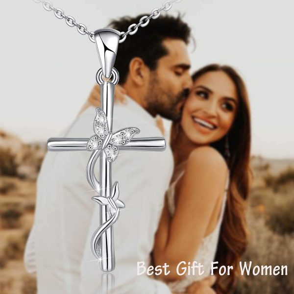 Cross Necklace for Women Sterling Silver Jewelry Pendant Necklace - Image 5