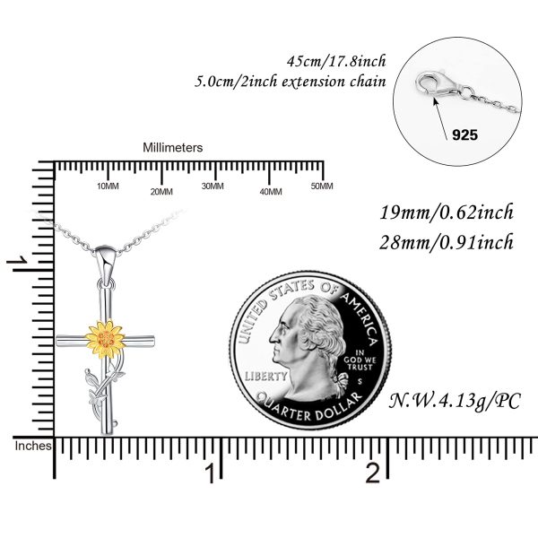 Cross Necklace for Women Sterling Silver Jewelry Pendant Necklace - Image 6