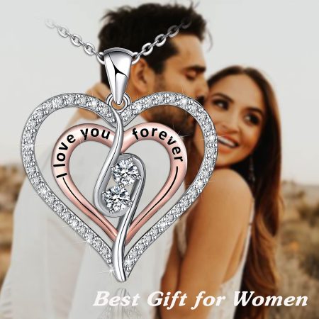 I Love You Forever Necklace Sterling Silver Heart Pendant Necklace - Image 2