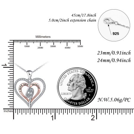 I Love You Forever Necklace Sterling Silver Heart Pendant Necklace - Image 6