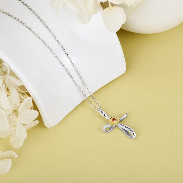 Sunflower Necklace for Women Sterling Silver Cross Necklace Jewelry Gifts - Image 3