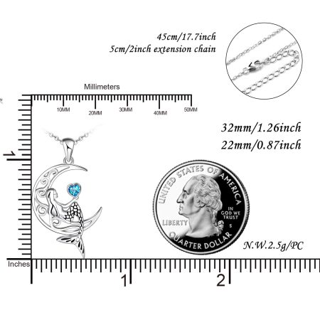 Sterling Silver Classic Sea Mermaid Crescent Moon Necklace Pendant Valentine's Gifts Jewelry - Image 6