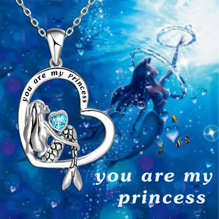 Sterling Silver Classic Sea Mermaid Crescent Moon Necklace Pendant Valentine's Gifts Jewelry - Image 2