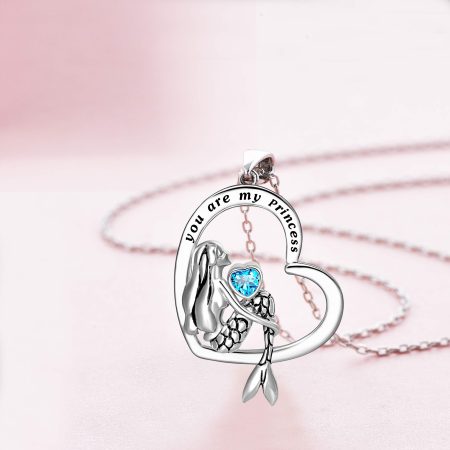 Sterling Silver Classic Sea Mermaid Crescent Moon Necklace Pendant Valentine's Gifts Jewelry - Image 5