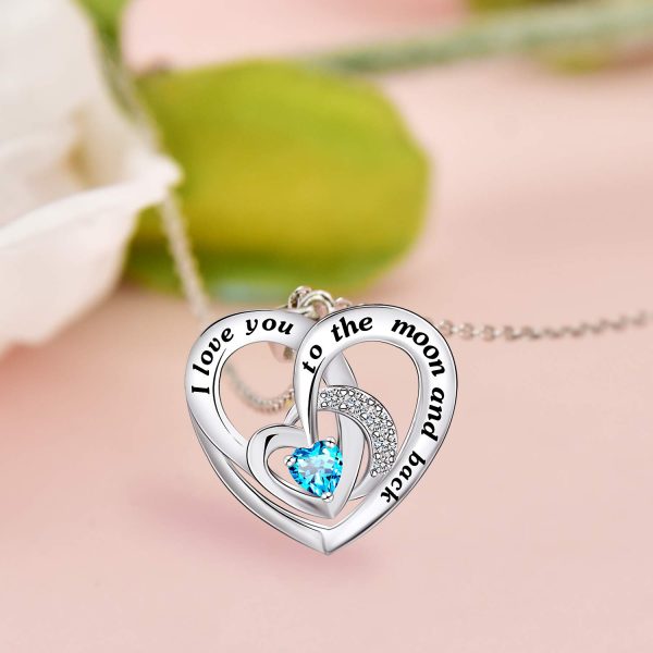 Moon Heart Necklace Sterling Silver I Love You to The Moon and Back Pendant - Image 3