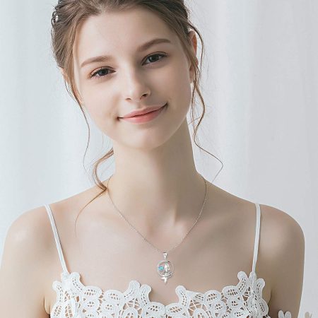 Mermaid Necklace for Teen Girls Classic Sea Mermaid Crescent Moon Necklace Pendant Chritmas Birthday Valentine's Gifts Jewelry - Image 2