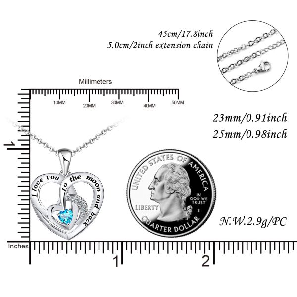 Moon Heart Necklace Sterling Silver I Love You to The Moon and Back Pendant - Image 4