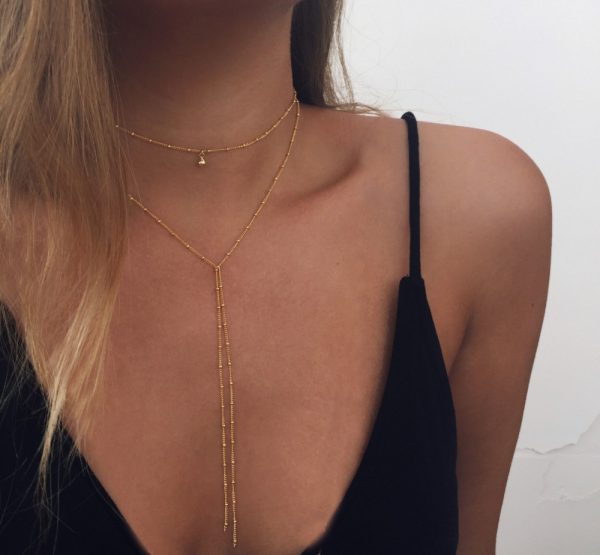 Double Layer Drop Clavicle Choker Long Necklace