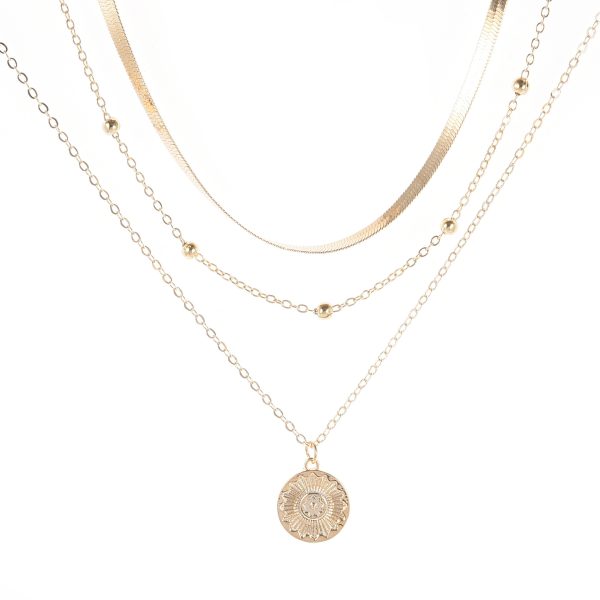 Simple Layered Lotus Pendant Necklace