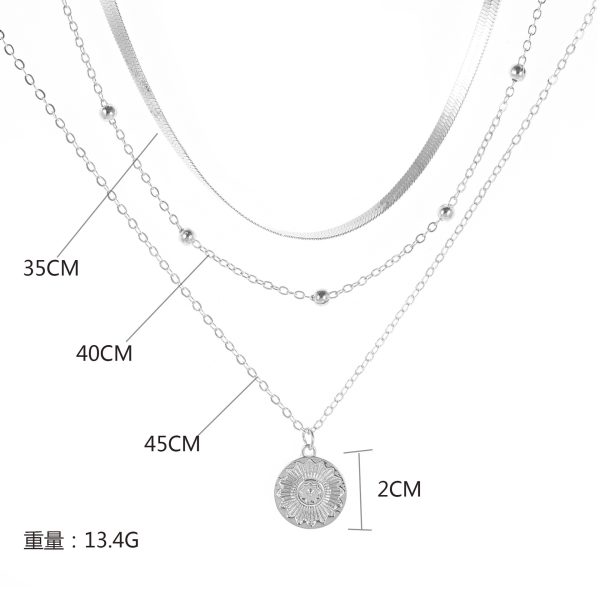 Simple Layered Lotus Pendant Necklace - Image 3