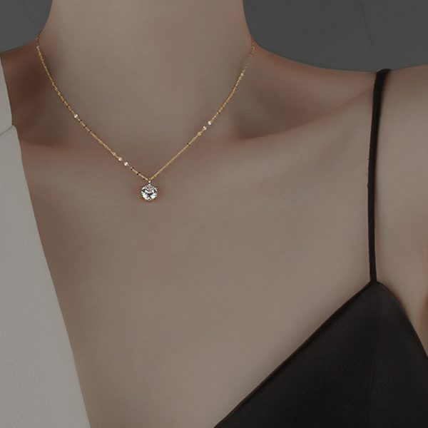 Fashion Solitaire Pendant Clavicle Chain Necklace - Image 2