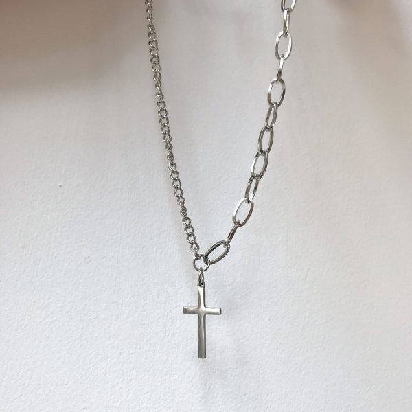 Asymmetric Chain Cross Necklace