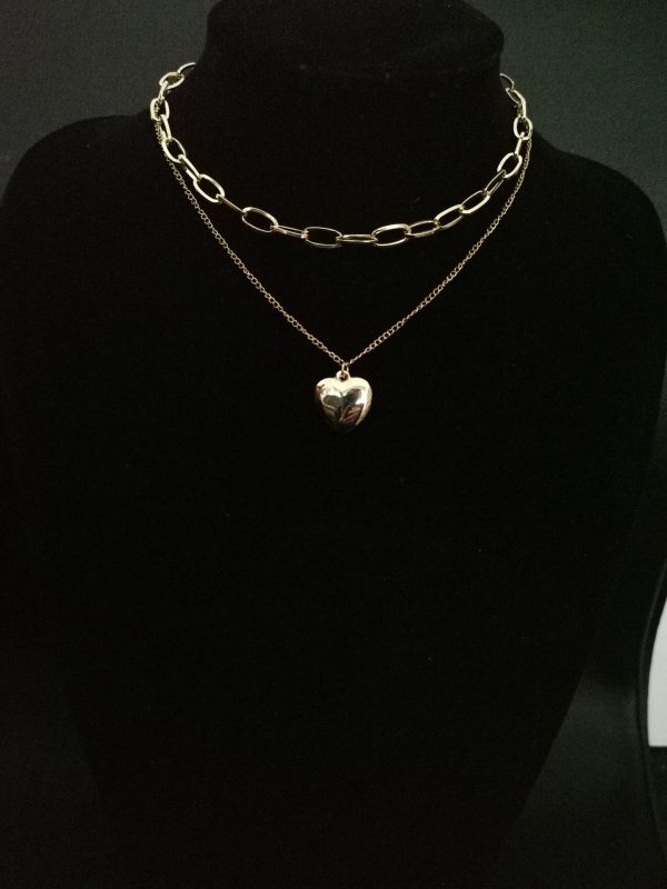 Vintage Heart Peach Heart Double Clavicle Necklace