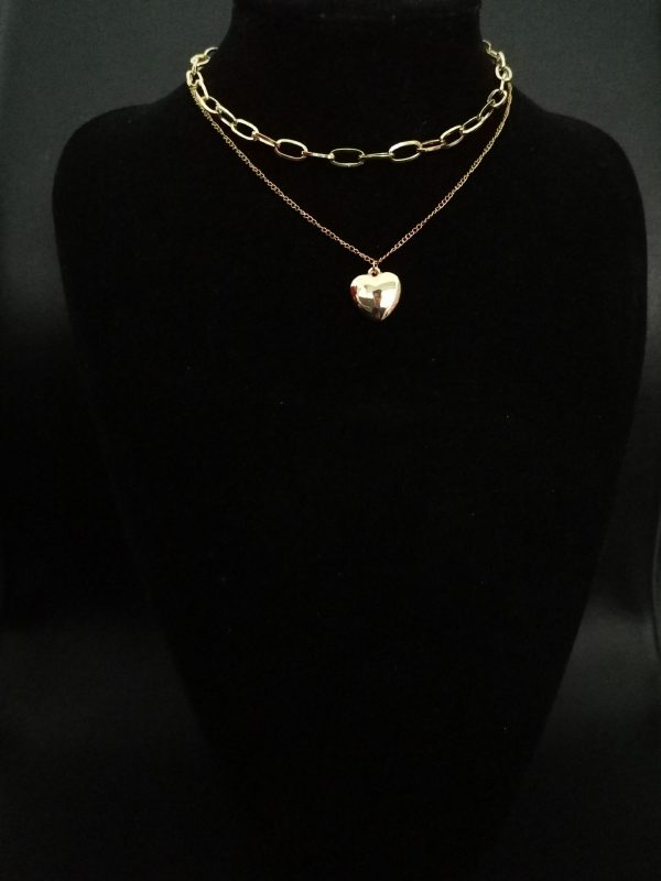 Vintage Heart Peach Heart Double Clavicle Necklace - Image 2