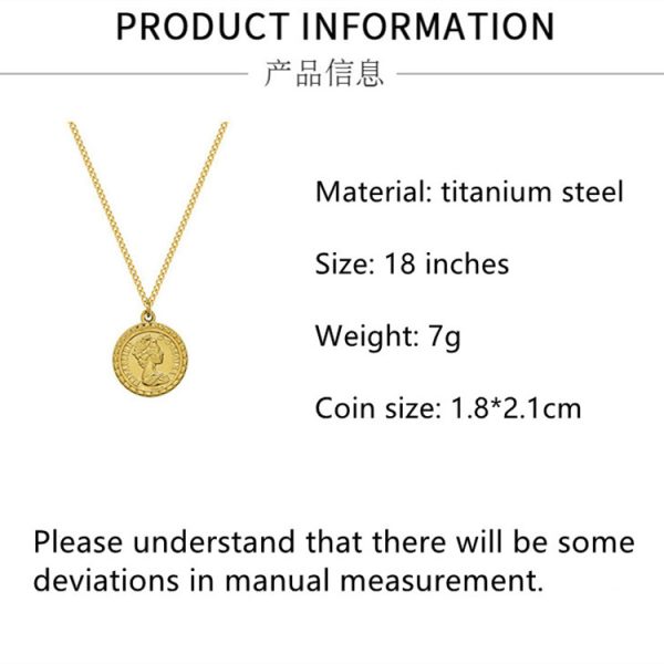 Vintage Coin Chain Choker Thin Chain Portrait Coin Pendant Necklace - Image 3