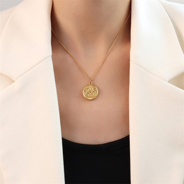 Vintage Coin Chain Choker Thin Chain Portrait Coin Pendant Necklace - Image 4