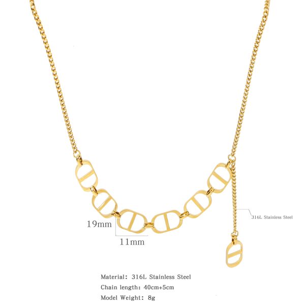 Punk Thick Gold Pig Nose Chains D Letter Pendant Short Choker Necklace - Image 3